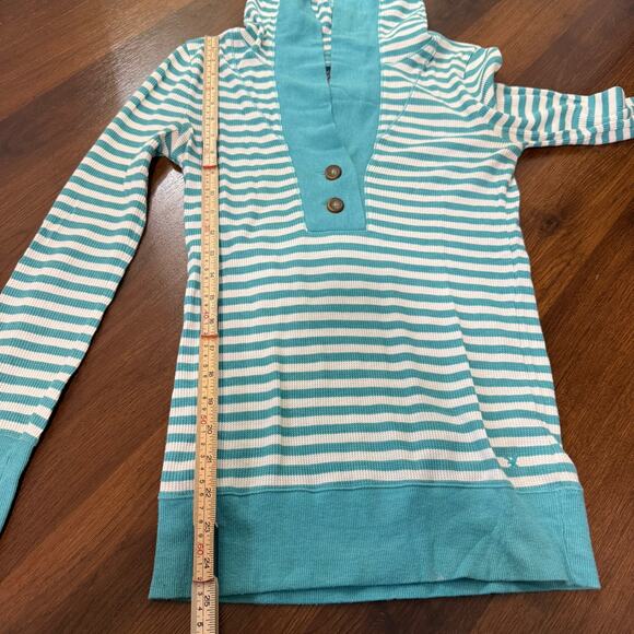 American Eagle Y2K Deep V Neck Long Striped Henley Bella Swan Style Blue Sz M - Picture 4 of 7